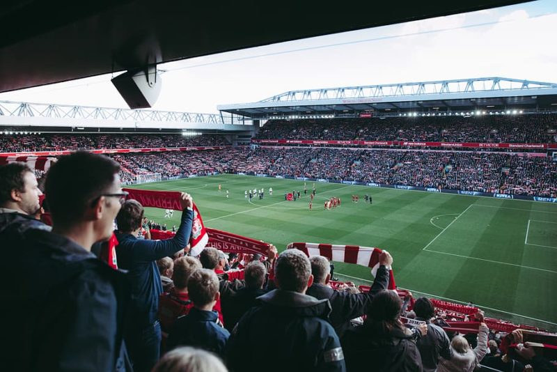 Fans watching a football game