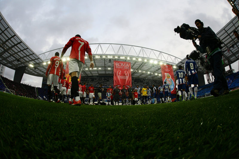 Players entering on the pitch before a game