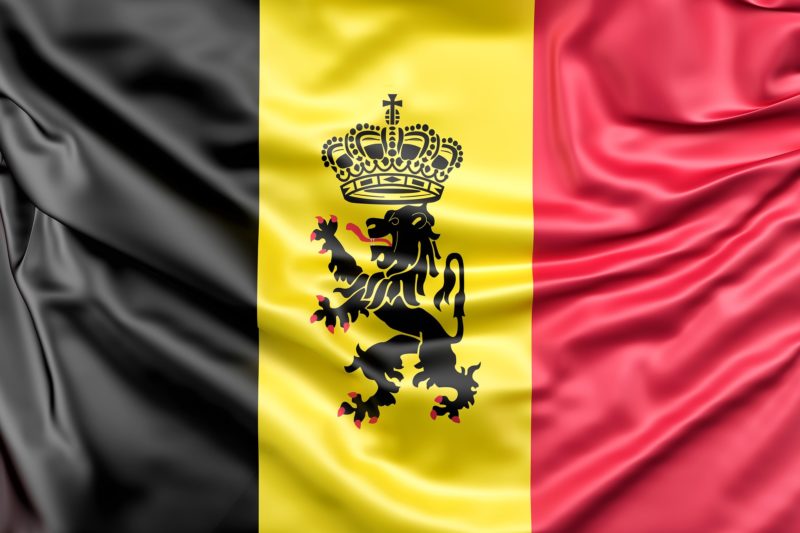 Belgian flag with a coat of arms