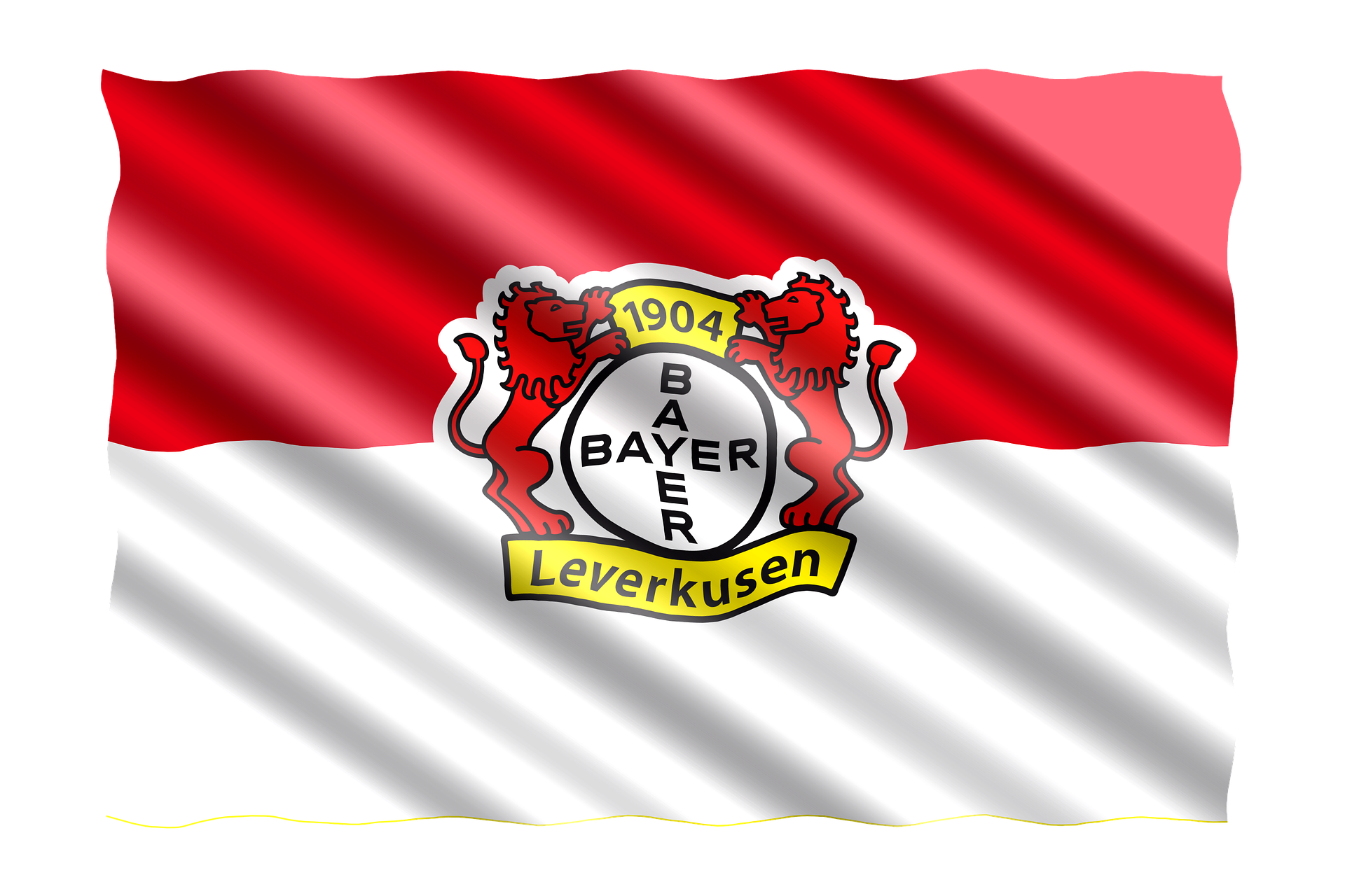 The Flag of Bayer Leverkusen with a logo