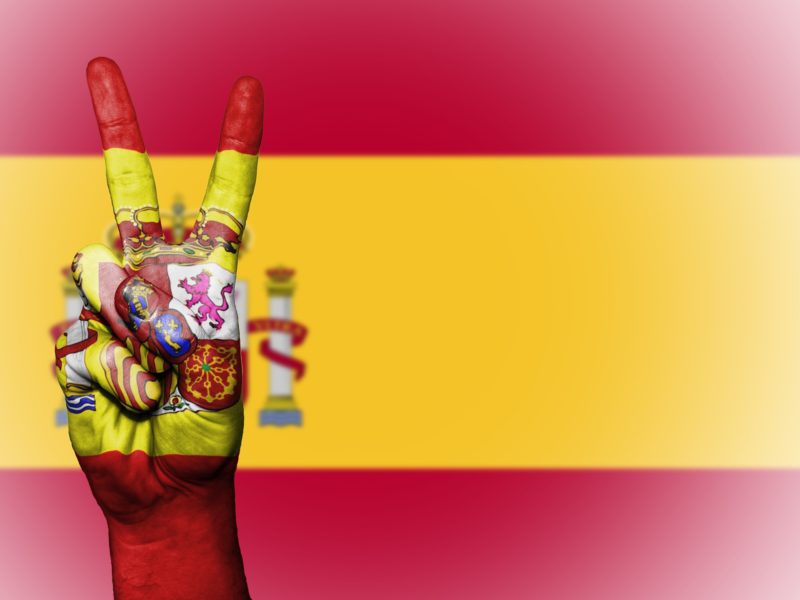 Spanish flag with a peace sign