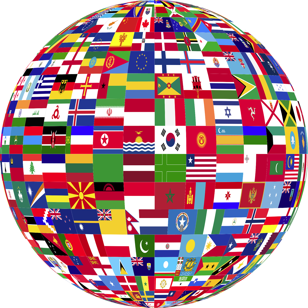 The globe made up of flags of various nations