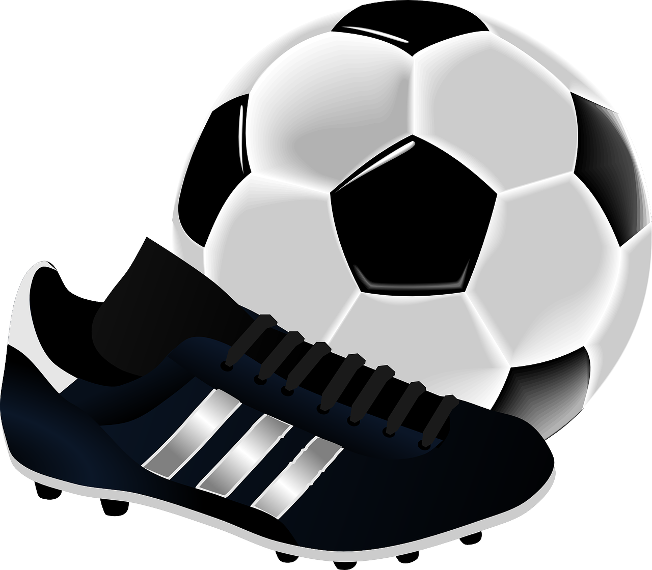 A shoe in front of a football