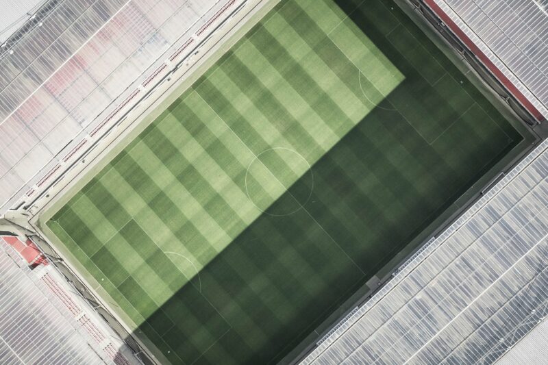 An empty stadium from a bird's-eye view