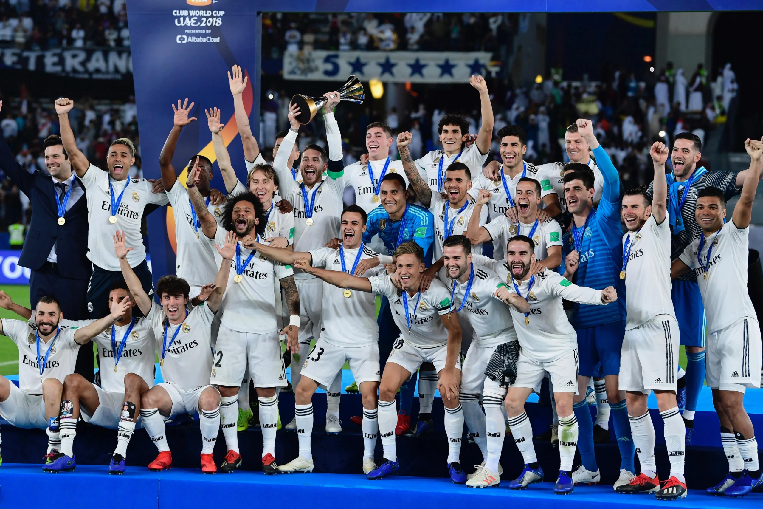 Real Madrid celebrating thier Club World Cup win