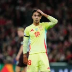 Martin Zubimendi of Spain gestures during a UEFA Nations League game, Denmark vs Spain