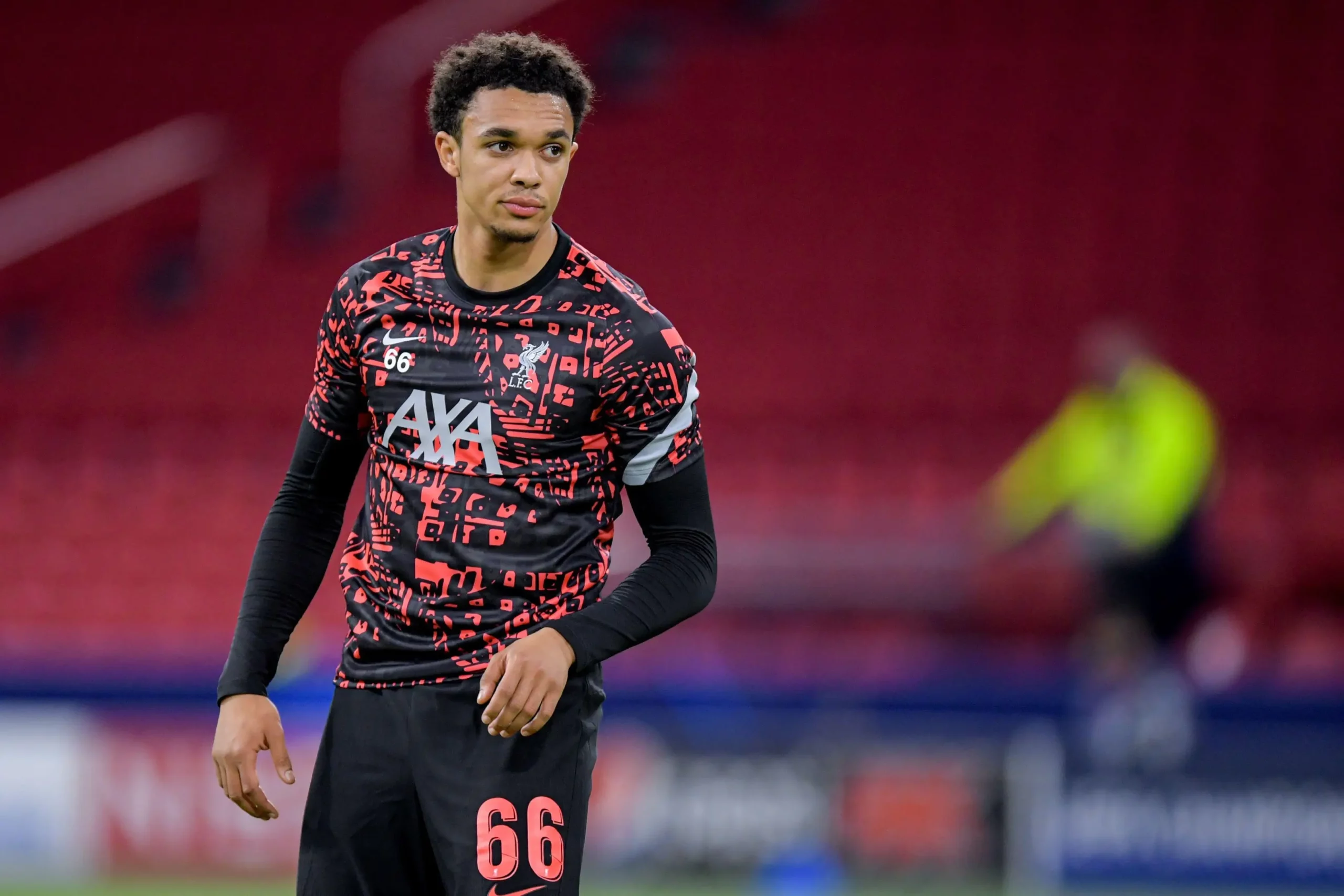 Trent Alexander-Arnold of Liverpool FC warms up before the UEFA Champions League