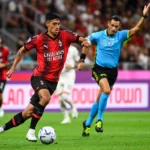 Tijjani Reijnders of AC Milan controls the ball during the Serie A football match