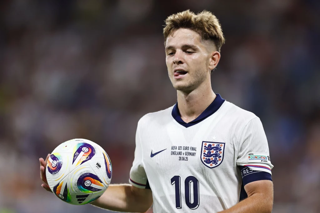 James McAtee (ENG) Football/Soccer : UEFA "European Under-21 Championship 2025 Slovakia" Finals match between Under-21 England 3-2 Under-21 Germany