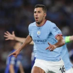 Rodri of Manchester City celebrates a goal during the UEFA Champions League final match